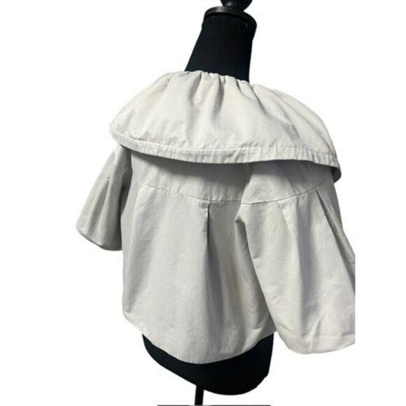 ELLE White Cropped Jacket With Puffy Sleeves & Zipper OFFICE ATTIRE WORKATTIRE - Picture 4 of 12
